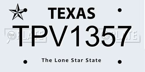 TPV1357 Texas License Plate