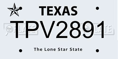 TPV2891 Texas License Plate