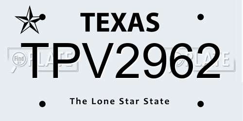 TPV2962 Texas License Plate