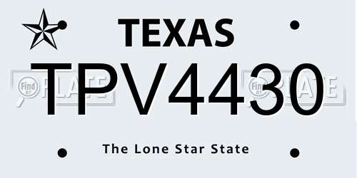 TPV4430 Texas License Plate