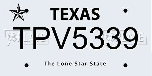 TPV5339 Texas License Plate