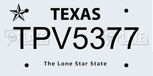 TPV5377 Texas License Plate