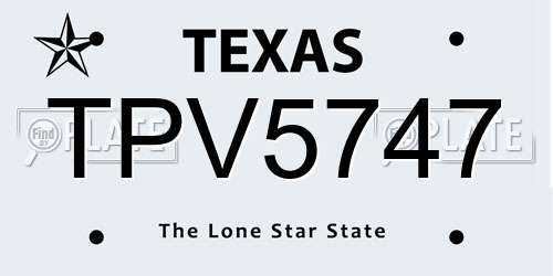 TPV5747 Texas License Plate