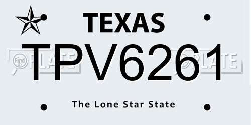 TPV6261 Texas License Plate