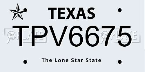 TPV6675 Texas License Plate