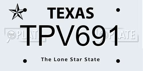 TPV691 Texas License Plate
