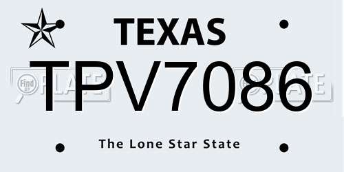 TPV7086 Texas License Plate