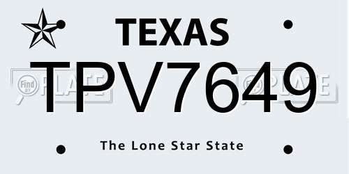 TPV7649 Texas License Plate