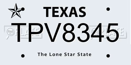 TPV8345 Texas License Plate