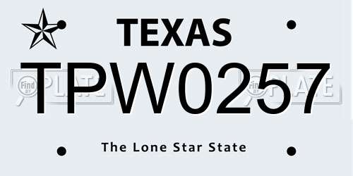 TPW0257 Texas License Plate