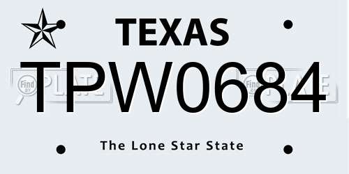 TPW0684 Texas License Plate