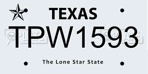 TPW1593 Texas License Plate