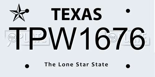 TPW1676 Texas License Plate