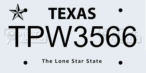TPW3566 Texas License Plate