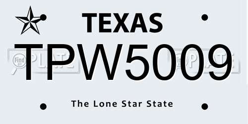 TPW5009 Texas License Plate