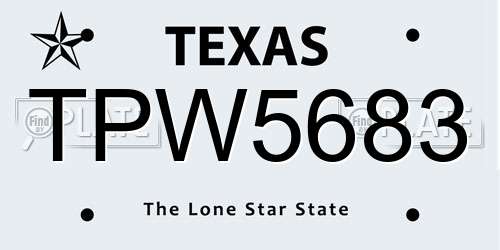 TPW5683 Texas License Plate