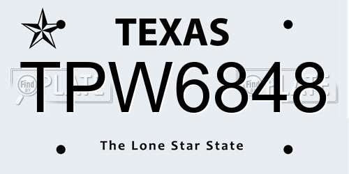TPW6848 Texas License Plate