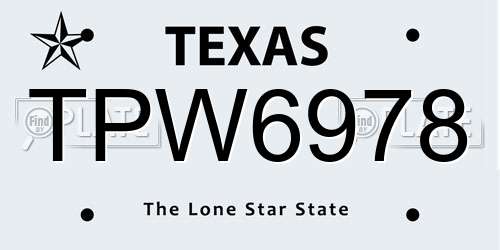TPW6978 Texas License Plate