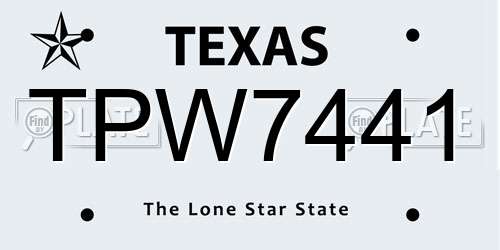 TPW7441 Texas License Plate