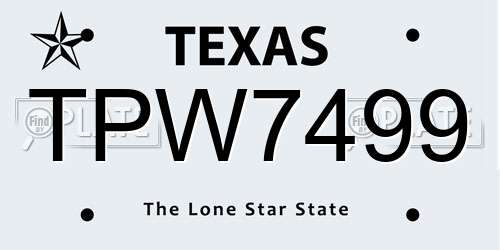 TPW7499 Texas License Plate