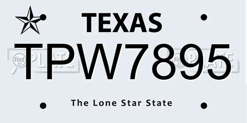 TPW7895 Texas License Plate