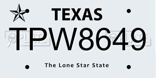 TPW8649 Texas License Plate