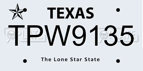 TPW9135 Texas License Plate