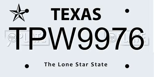 TPW9976 Texas License Plate