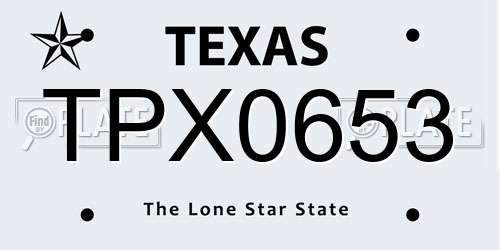 TPX0653 Texas License Plate