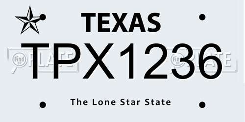 TPX1236 Texas License Plate