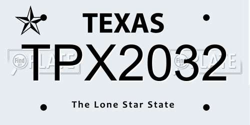 TPX2032 Texas License Plate