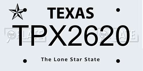 TPX2620 Texas License Plate