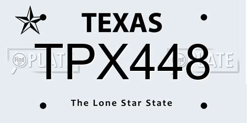 TPX448 Texas License Plate