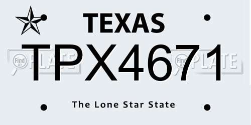 TPX4671 Texas License Plate