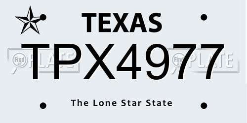 TPX4977 Texas License Plate