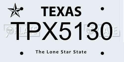 TPX5130 Texas License Plate
