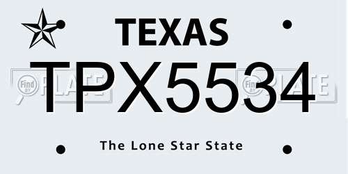 TPX5534 Texas License Plate