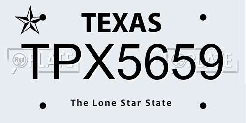 TPX5659 Texas License Plate
