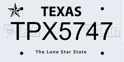 TPX5747 Texas License Plate