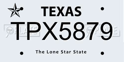 TPX5879 Texas License Plate