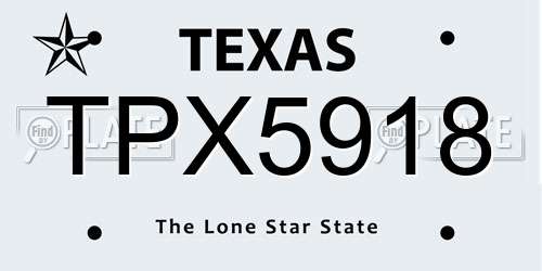 TPX5918 Texas License Plate