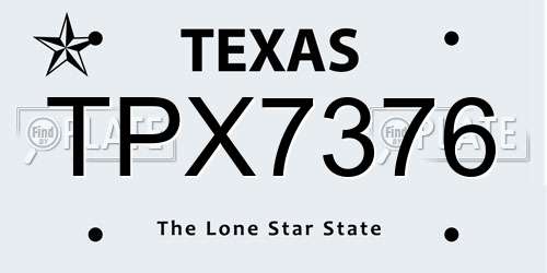 TPX7376 Texas License Plate