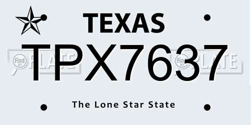 TPX7637 Texas License Plate
