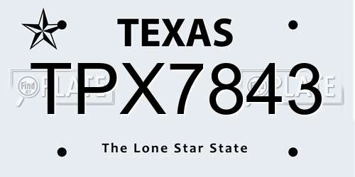 TPX7843 Texas License Plate