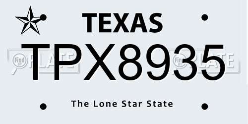 TPX8935 Texas License Plate