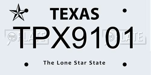TPX9101 Texas License Plate