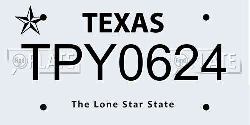 TPY0624 Texas License Plate