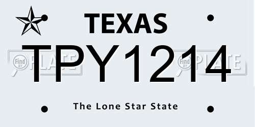 TPY1214 Texas License Plate