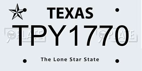 TPY1770 Texas License Plate