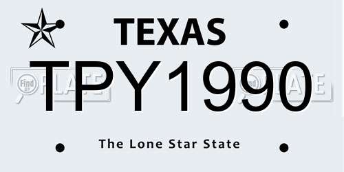 TPY1990 Texas License Plate